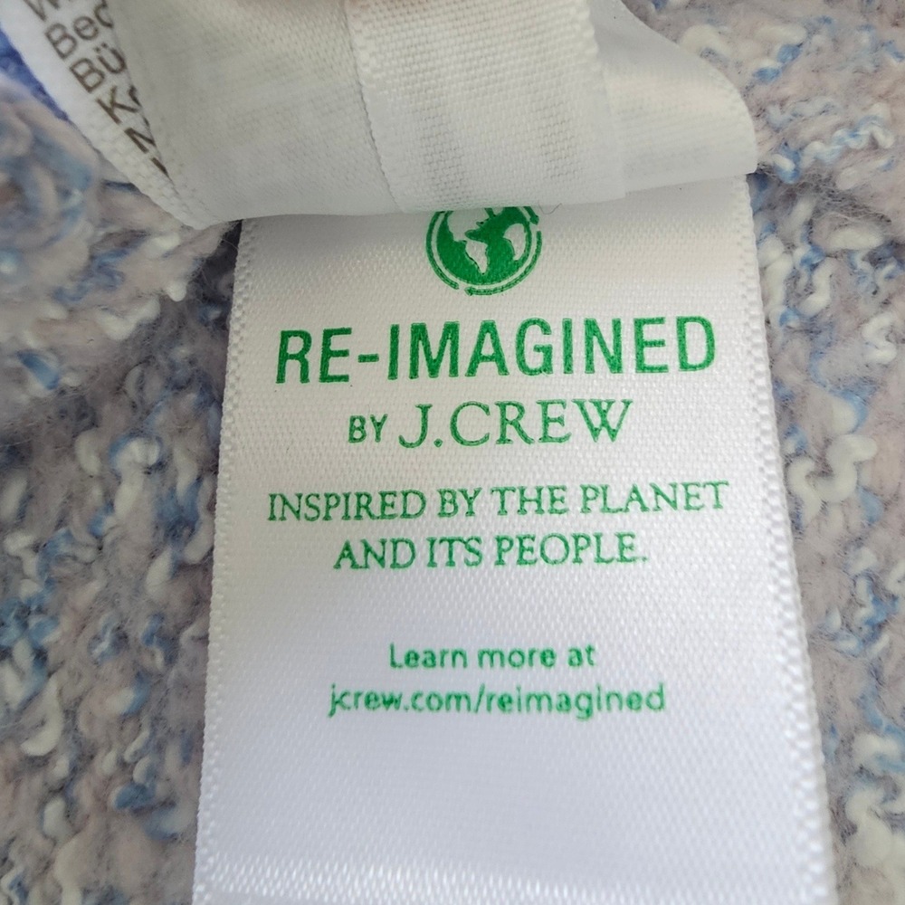 J‎ Crew Reimagined Tweed Knit Cardigan Blue Cream Button Front Pockets Size S - Picture 7 of 11